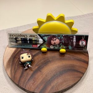 Kamado Tanjiro Chopsticks and Funko Pop Keychain Set